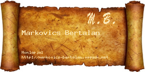 Markovics Bertalan névjegykártya